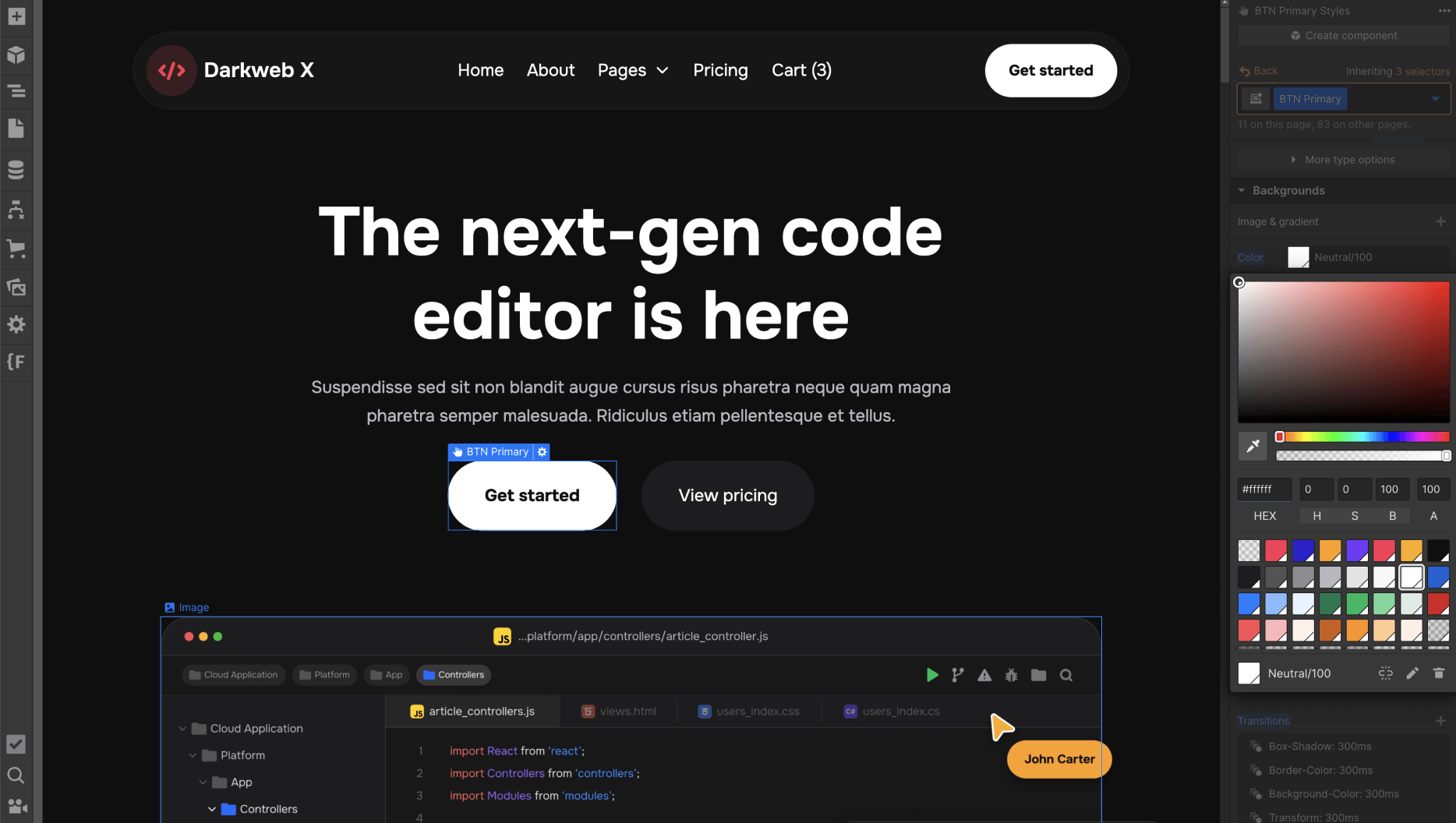 Colors - Darkweb X Webflow Template
