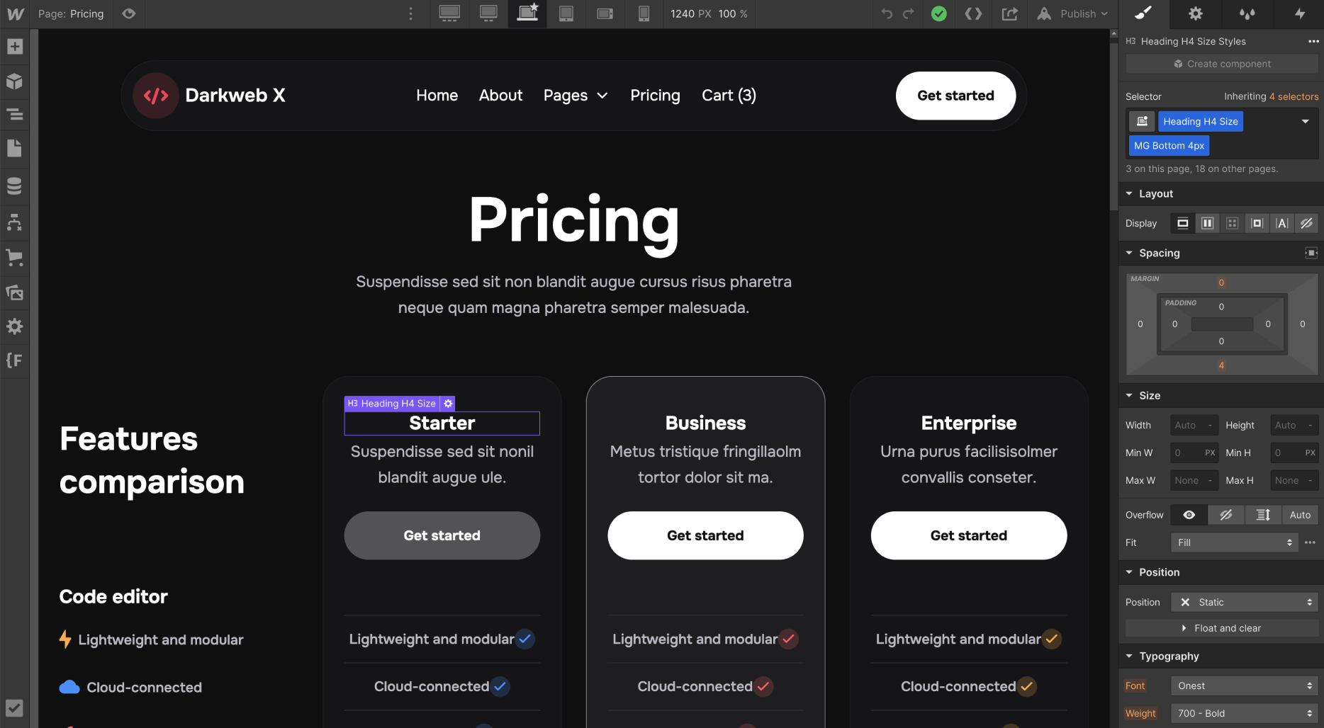 Pricing - Darkweb X Webflow Template