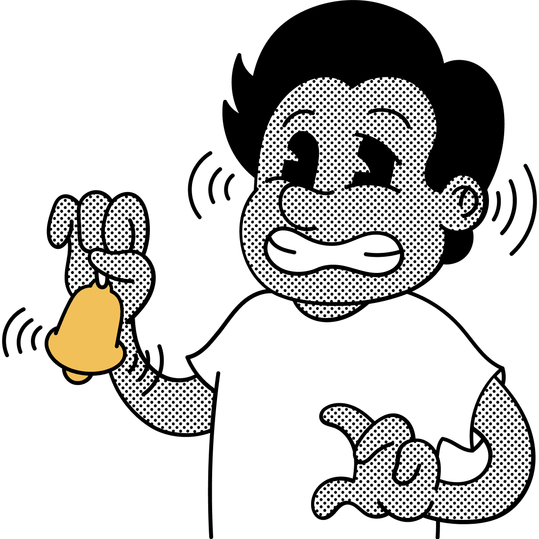 Image of a person holding a bell and looking confused, symbolizing being overwhelmed by excessive competition.