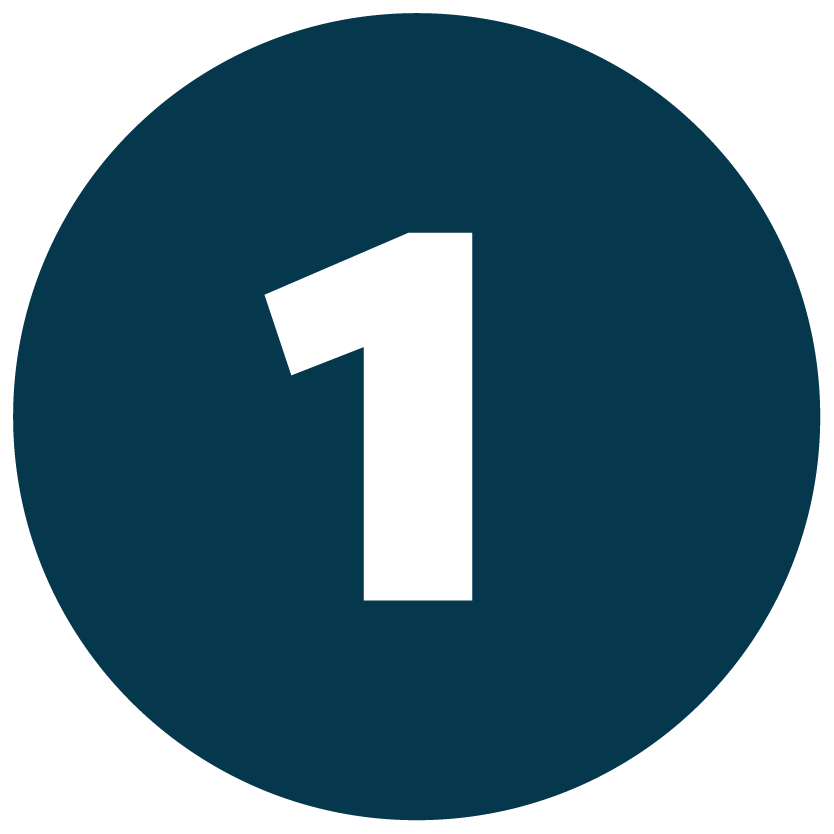 White number 1 in blue bubble