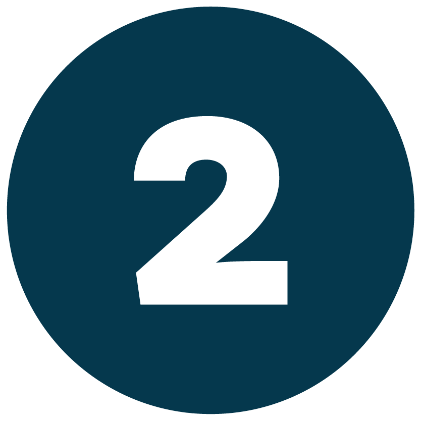 White number 2 in blue bubble