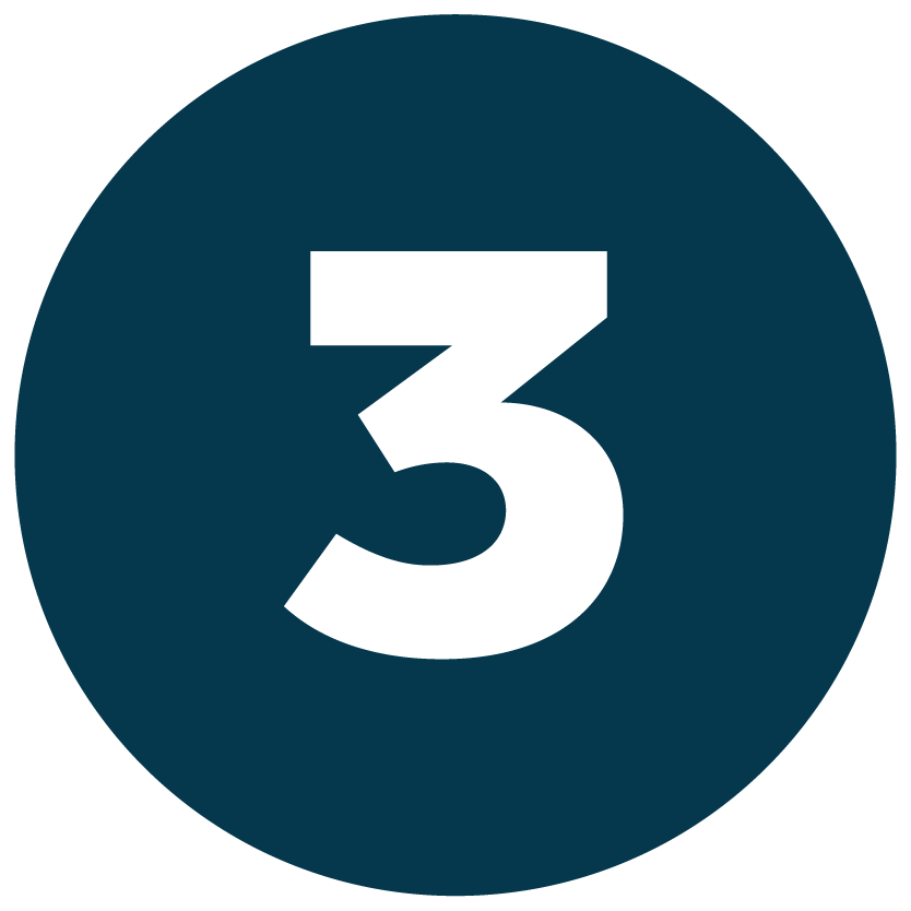 White number 3 in blue bubble