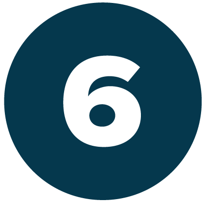 White number 6 in blue bubble