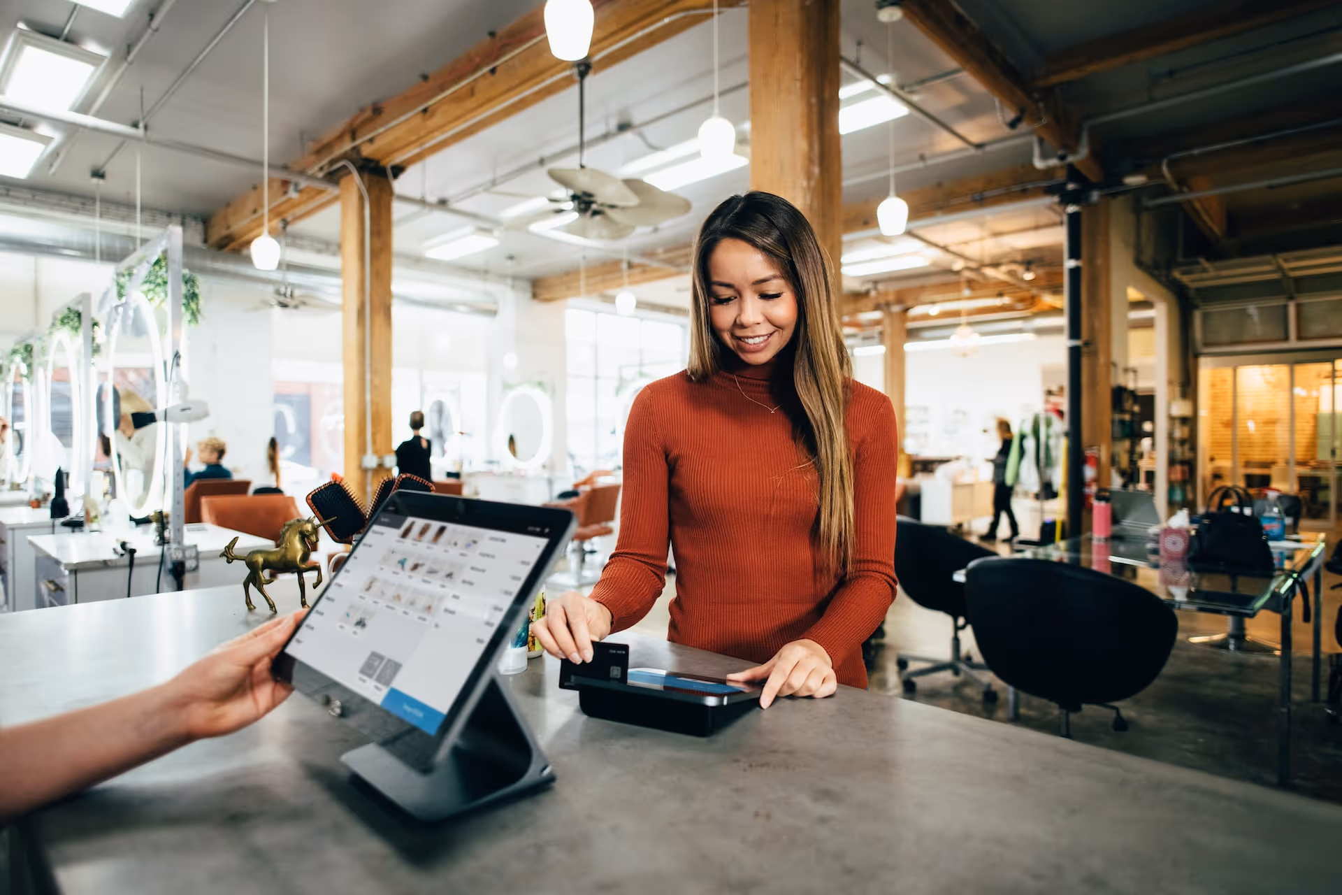 a lady with credit card