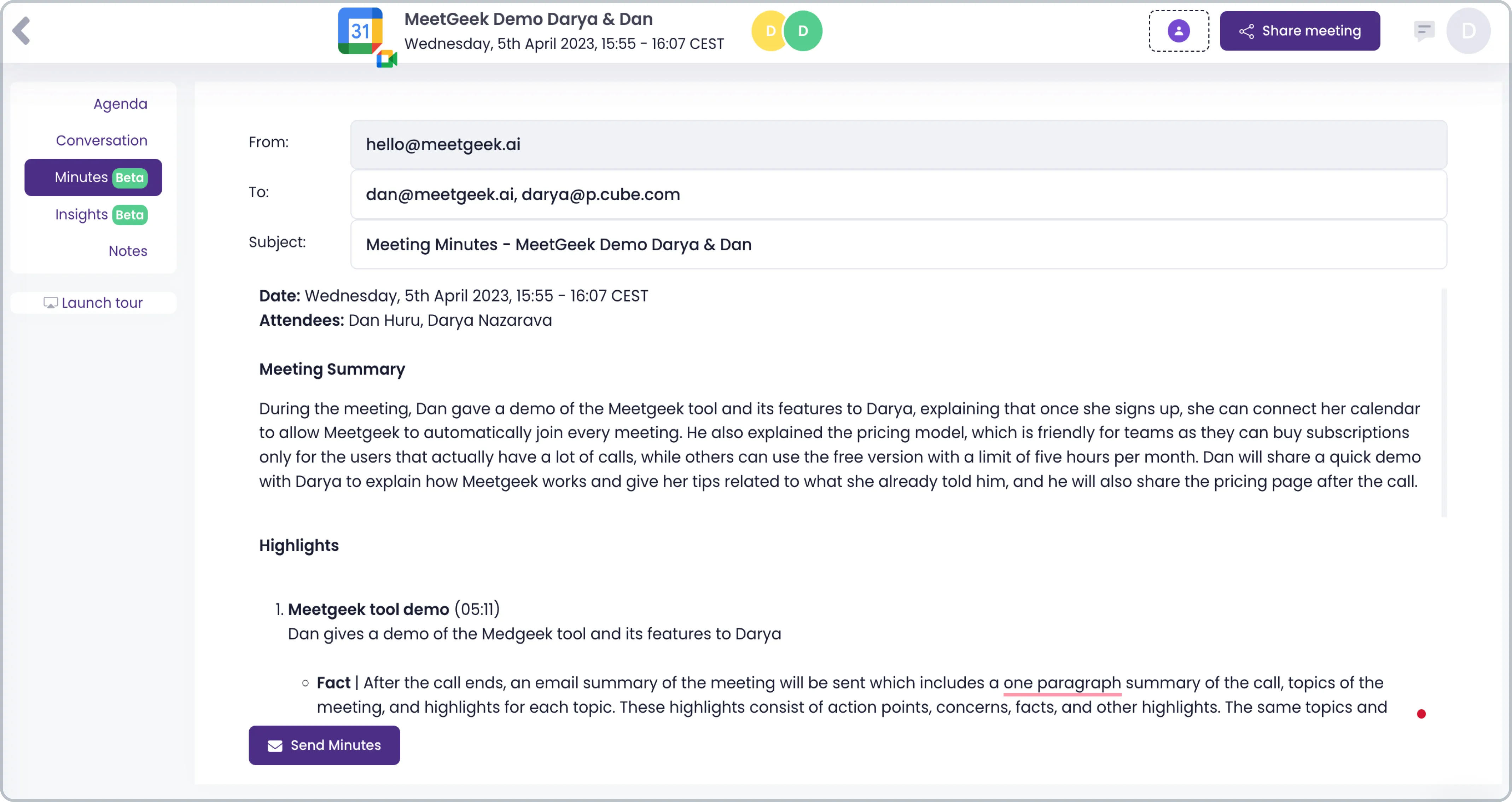 meeting summary template