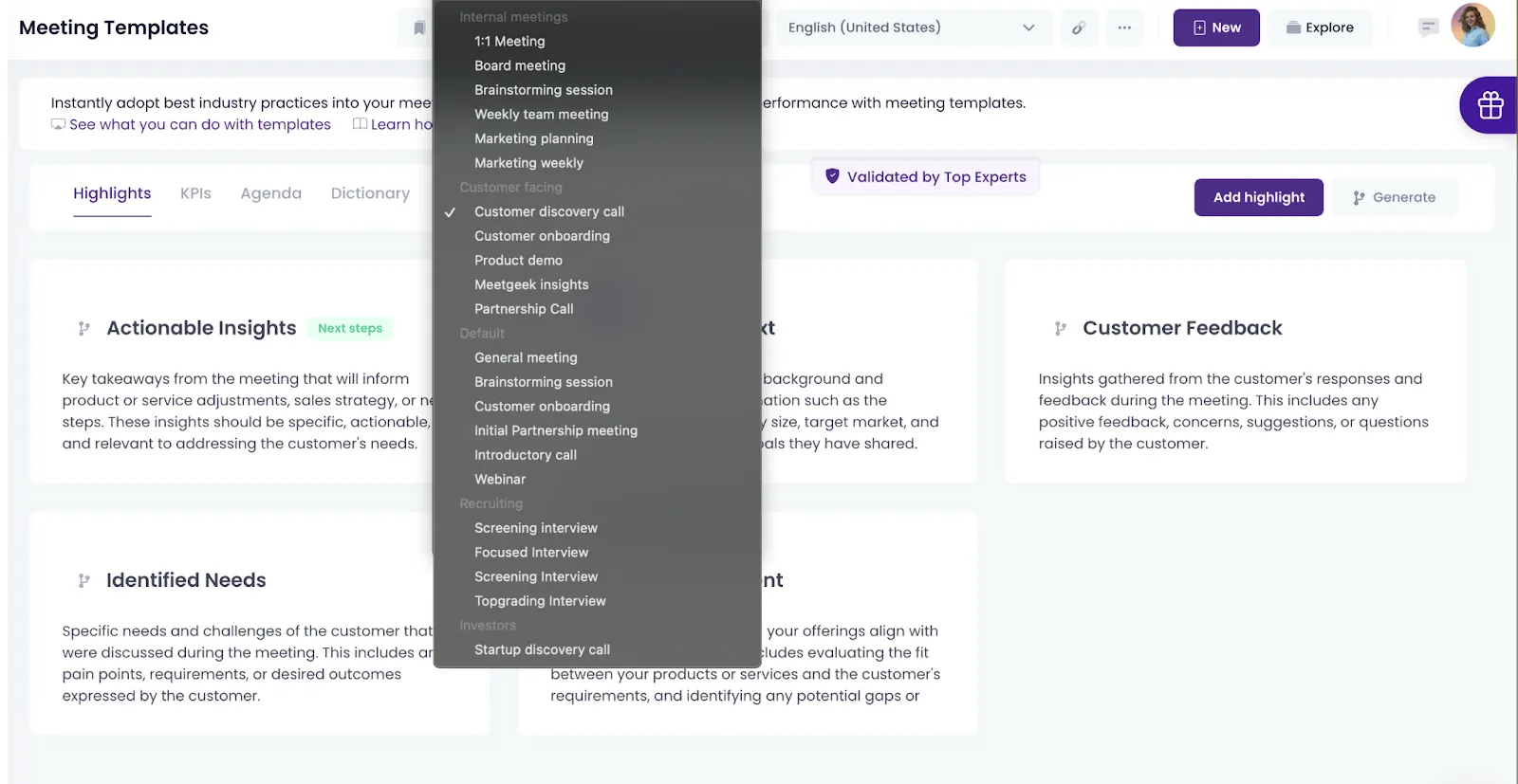 meetgeek interface