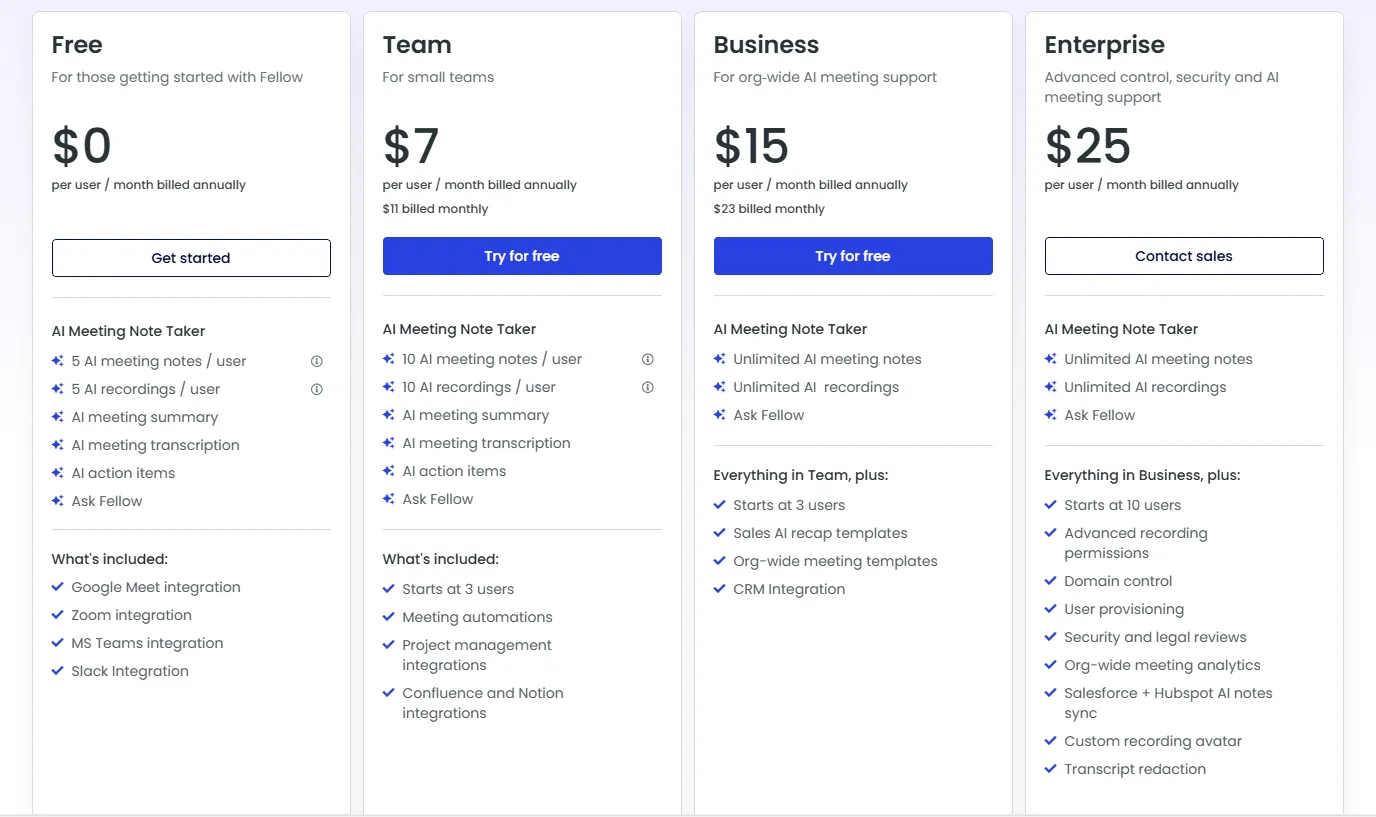 Fellow's pricing