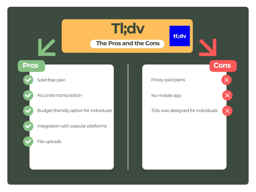 tl;dv's pros and cons