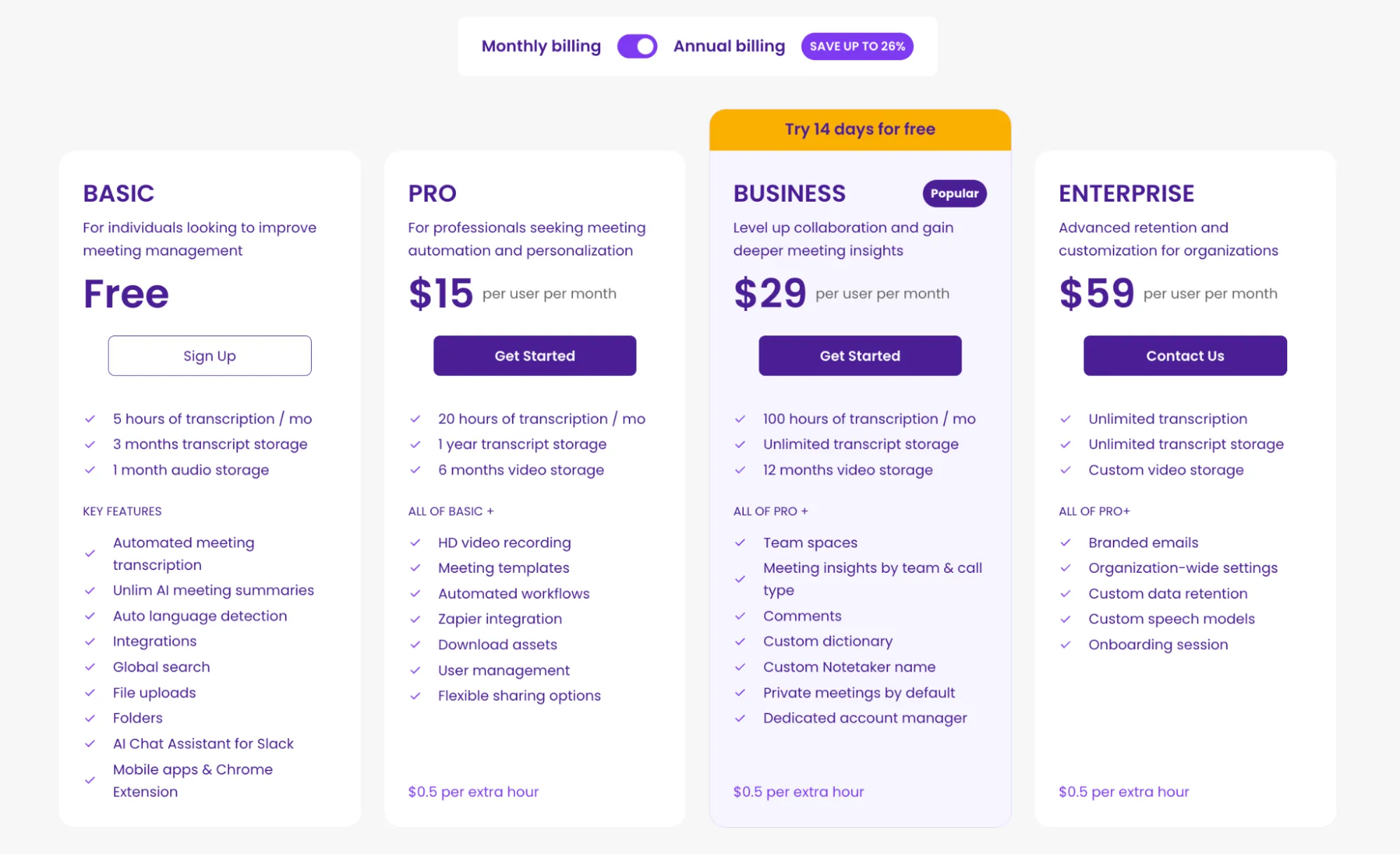 MeetGeek’s pricing