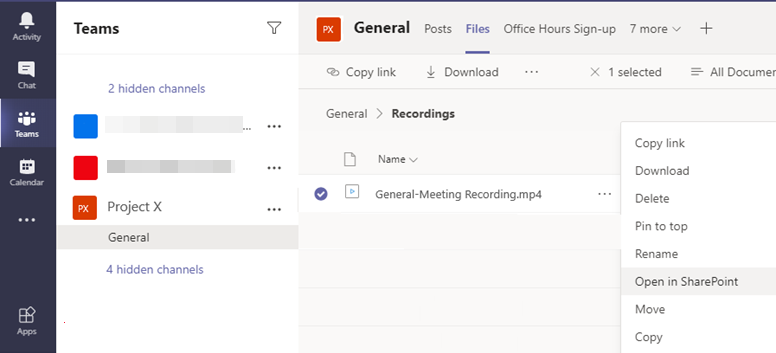 How to play a Microsoft Teams Recording