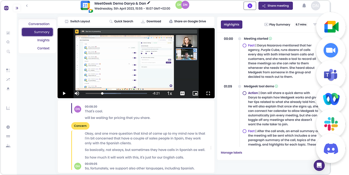video conference meeting recording and transcription