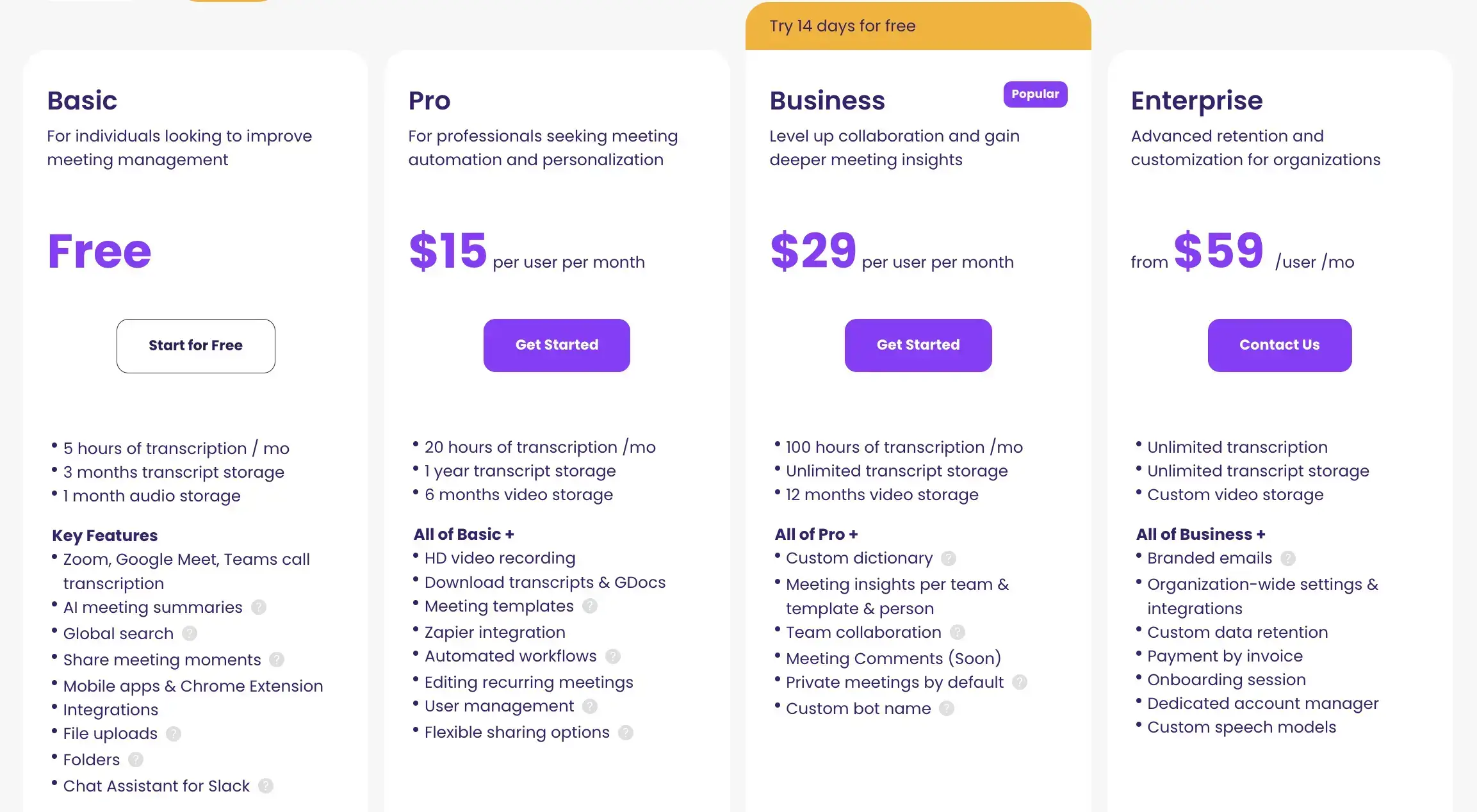 MeetGeek’s pricing