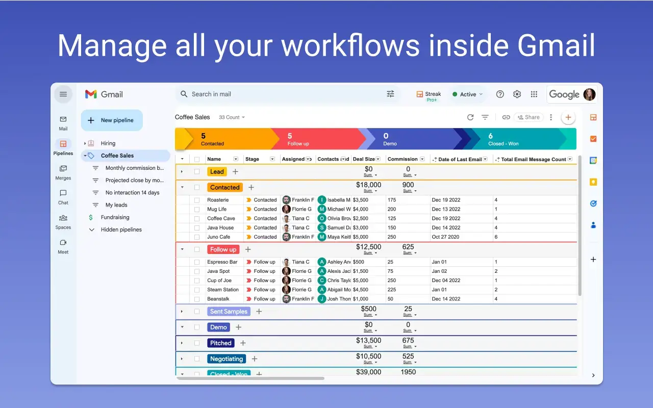 Streak CRM extension