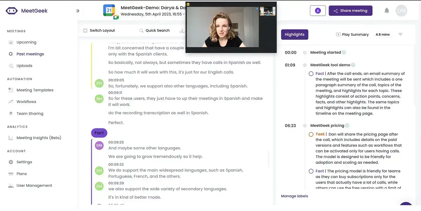 AI-powered transcription for meetings