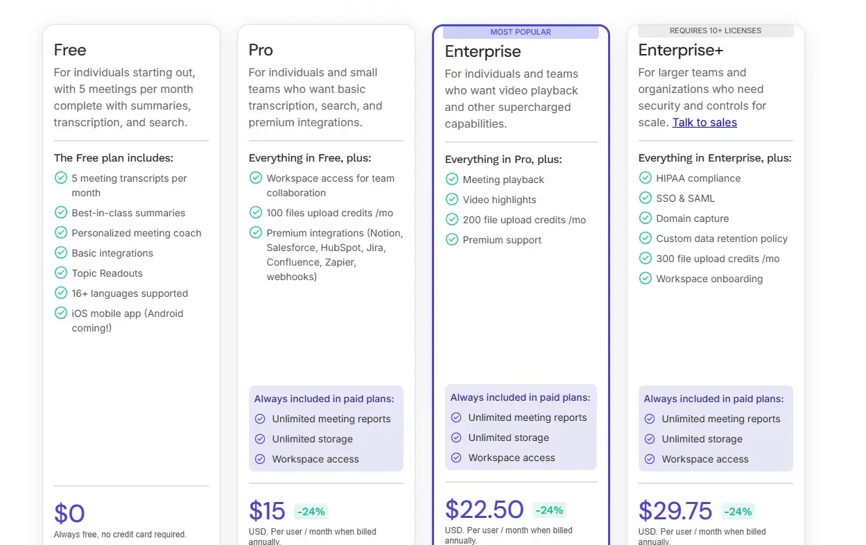Read AI's pricing
