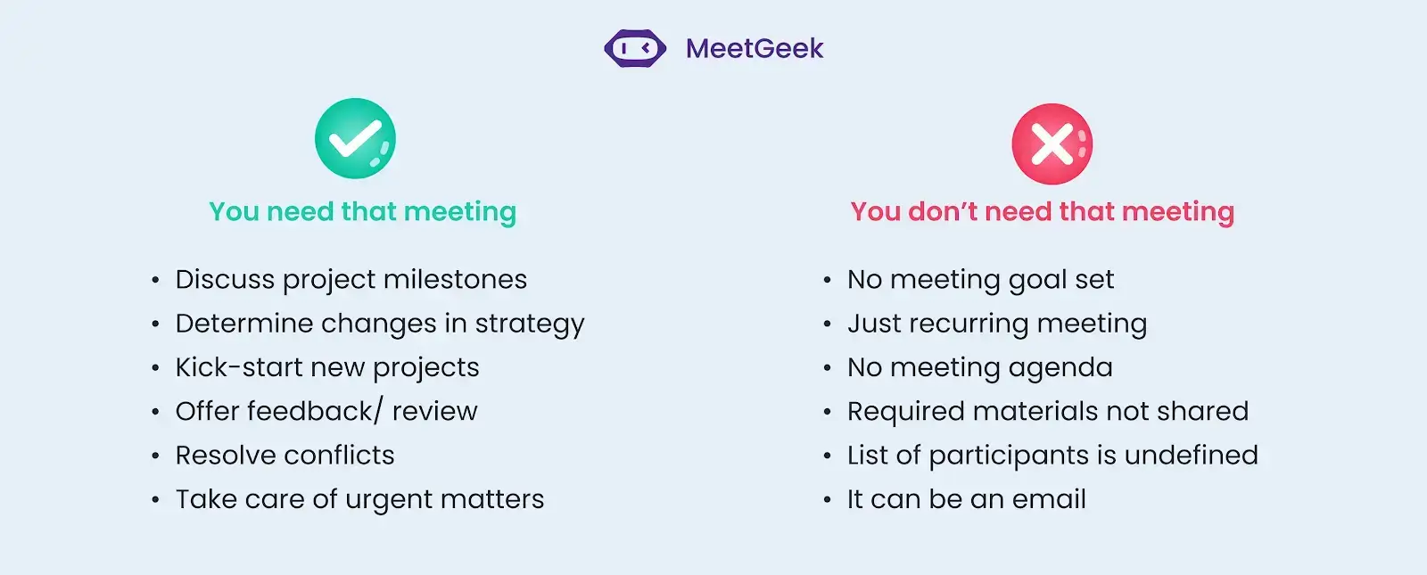 criteria to consider before scheduling your next team meeting