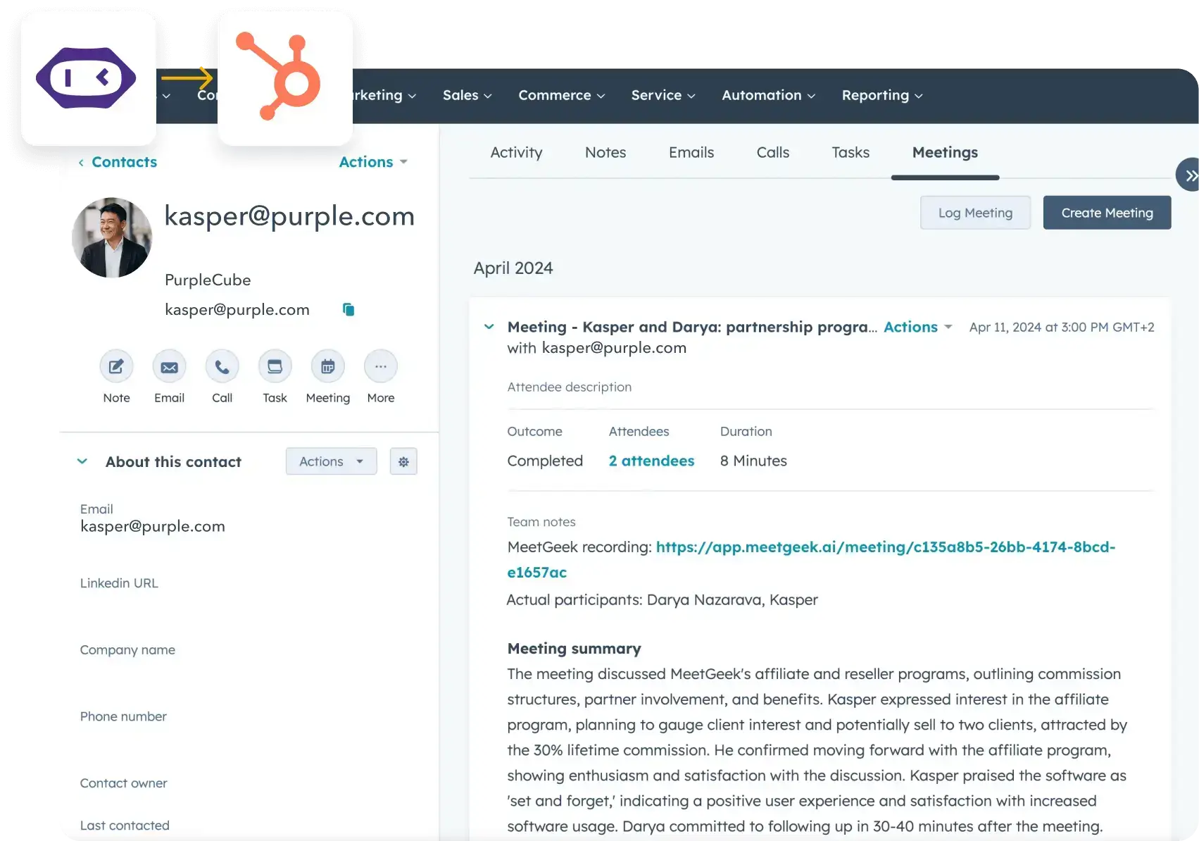 meeting notes in hubspot crm
