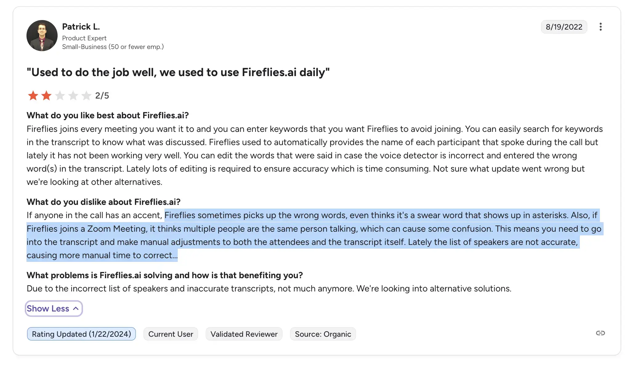 fireflies review about transcription accuracy