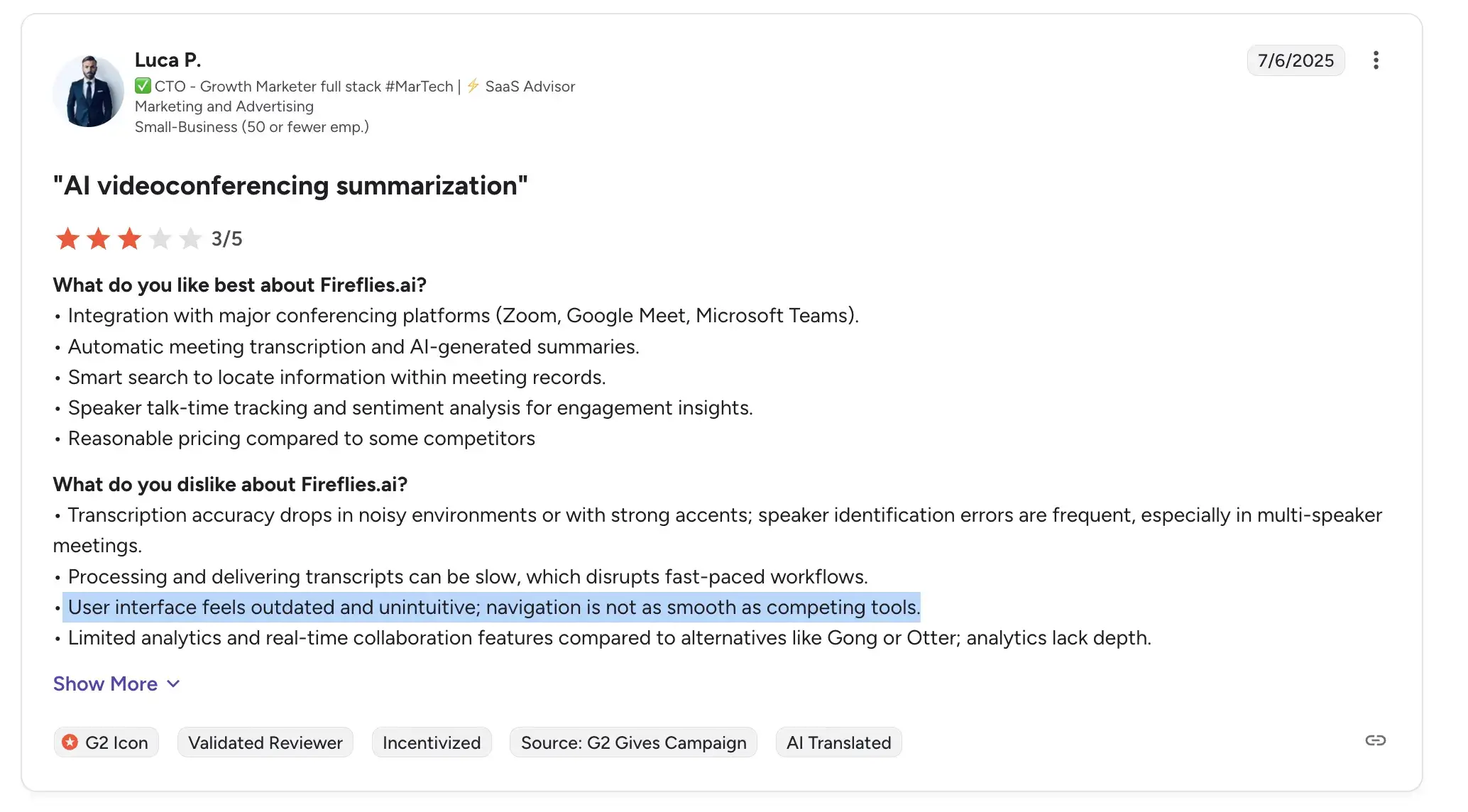 fireflies review about user interface