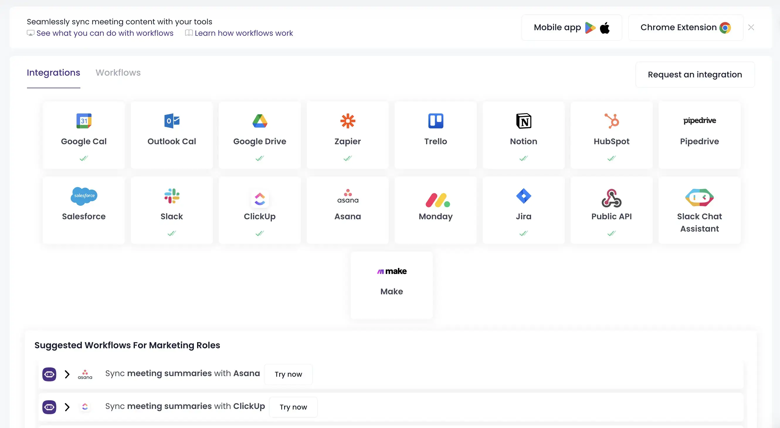 meetgeek's integrations