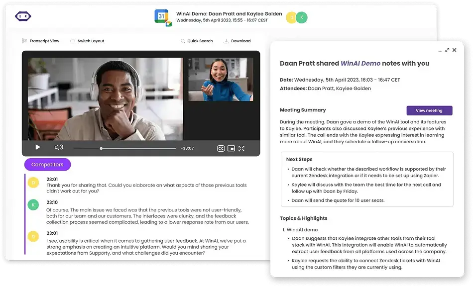 meetgeek is the ai notetaker for google meet