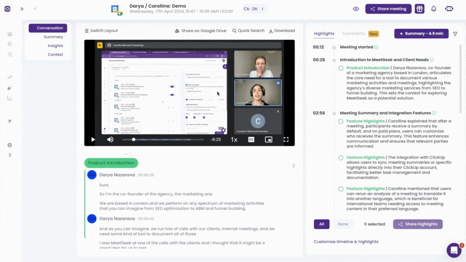meetgeek to google docs
