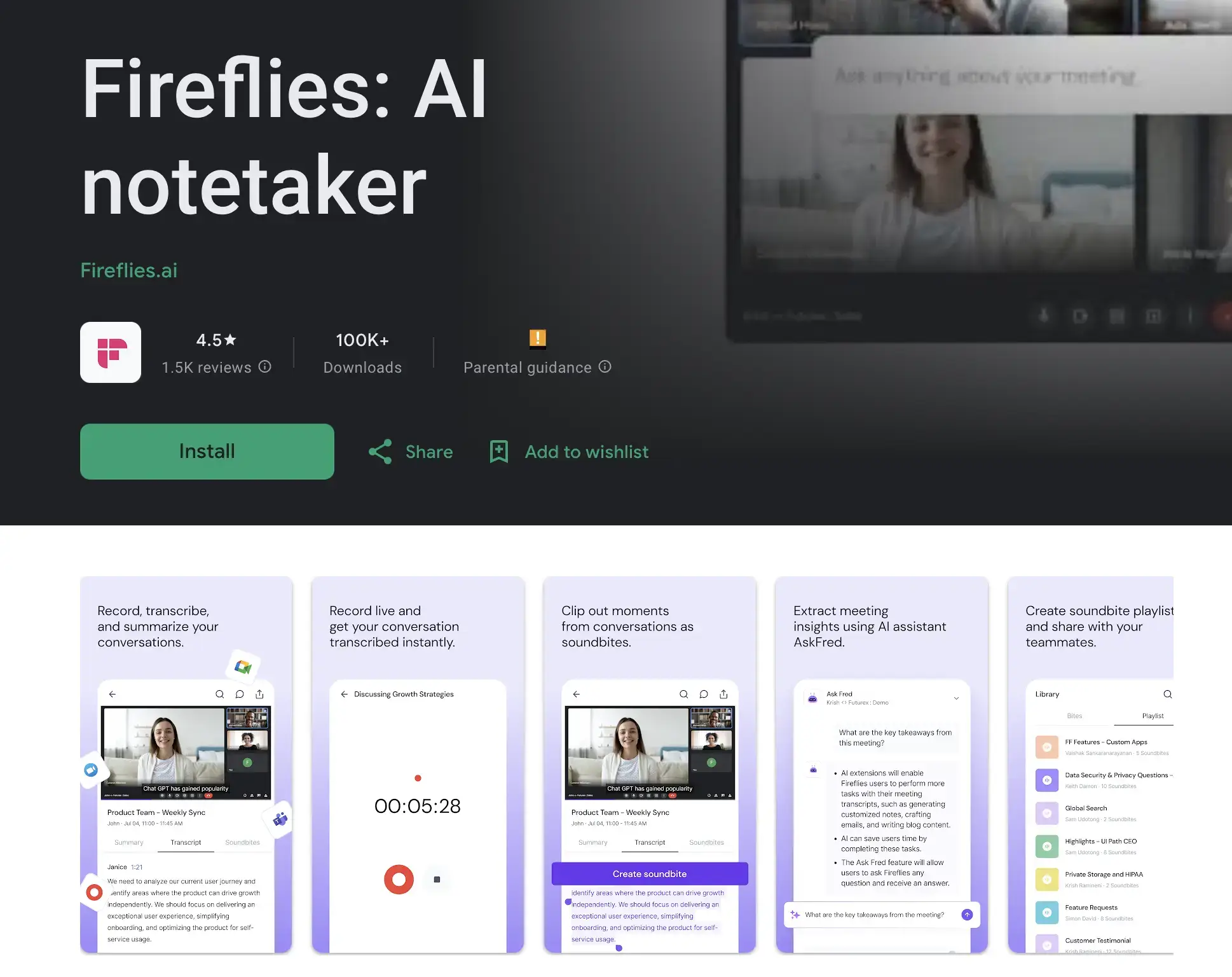 fireflies mobile app for note-taking