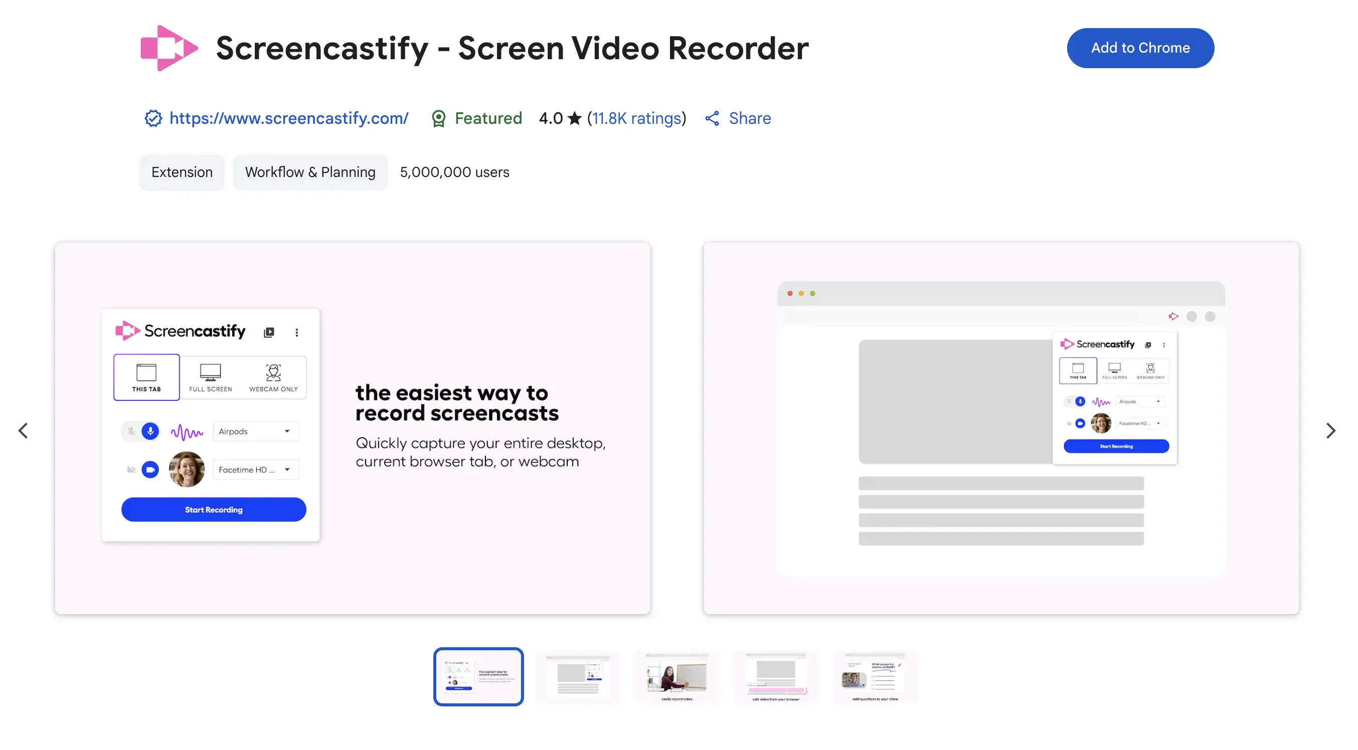 Screencastify extension