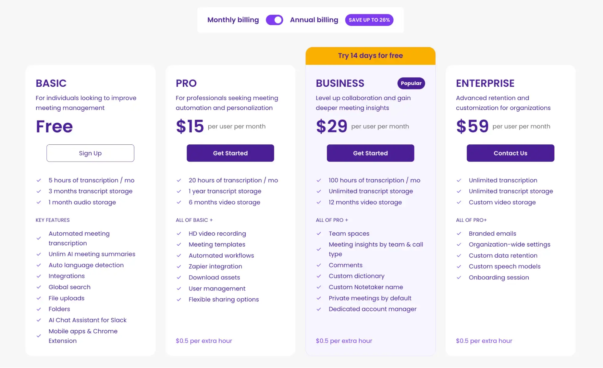 MeetGeek’s pricing
