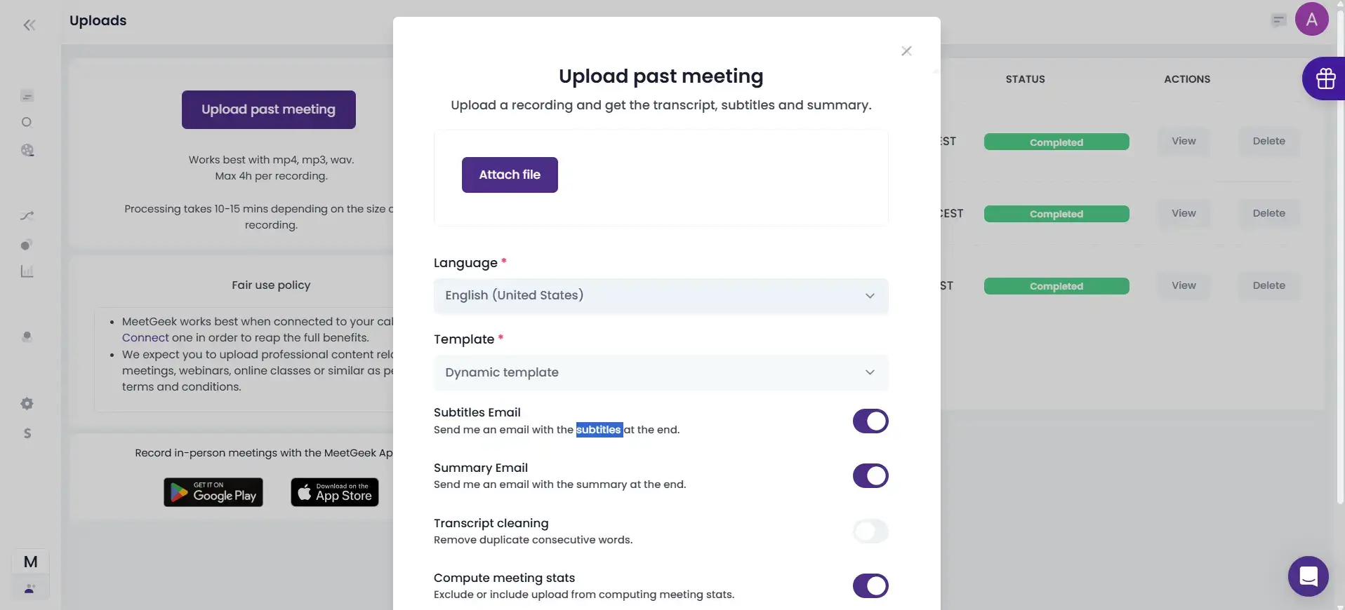 MeetGeek’s AI-powered transcription
