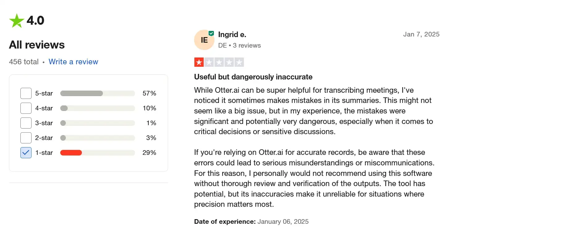 Otter AI has inaccurate transcription services