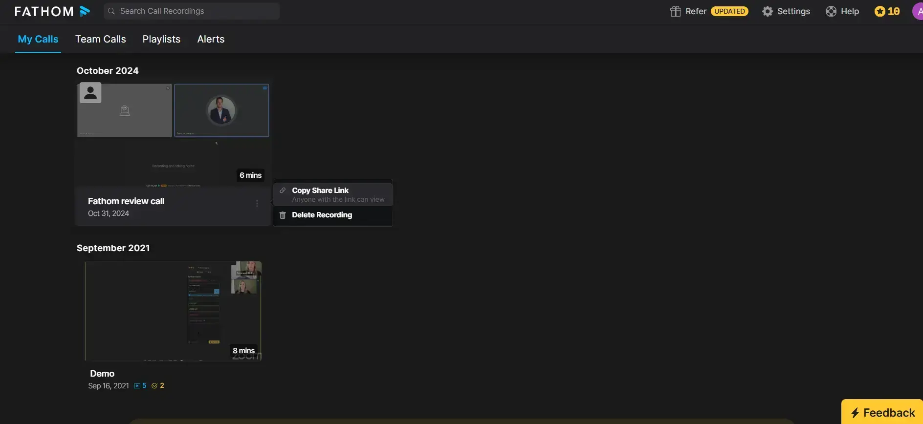 Fathom's user interface