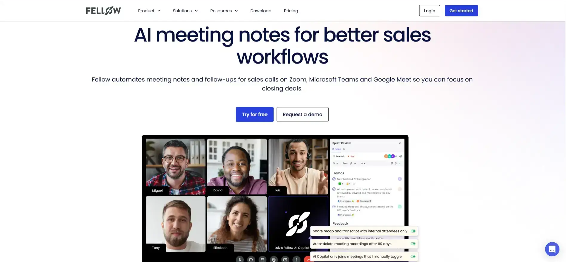 Fellow is among the best Gong competitors for sales teams