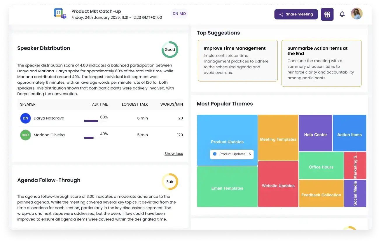 MeetGeek's conversation intelligence features