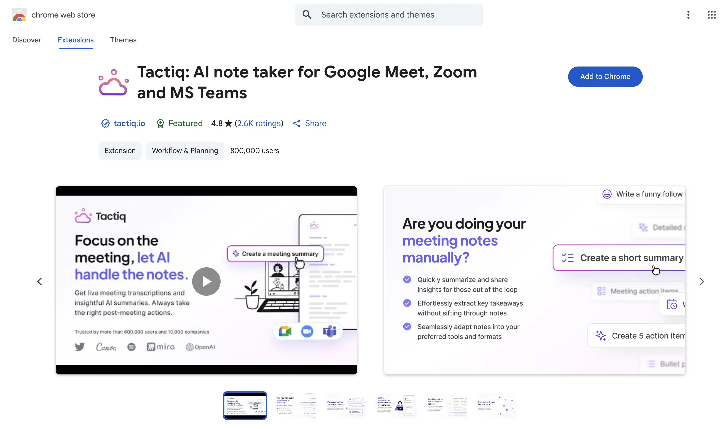Tactiq Chrome Extension