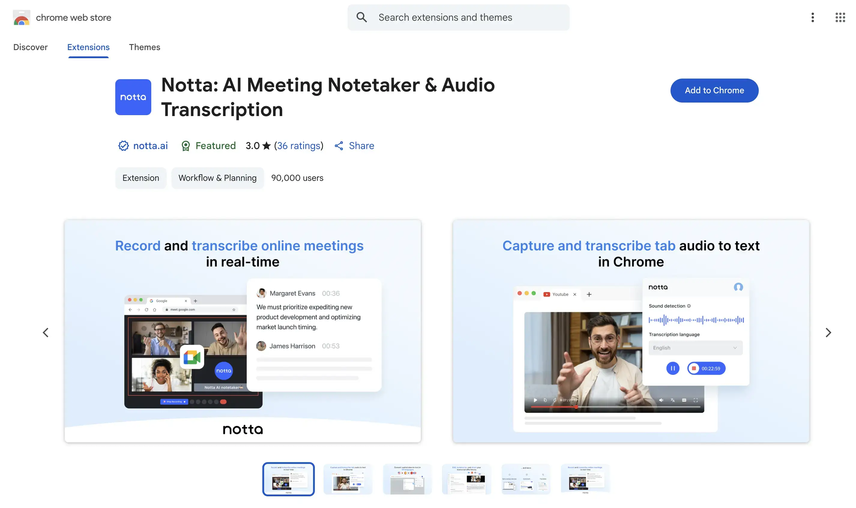 Notta Chrome Extension