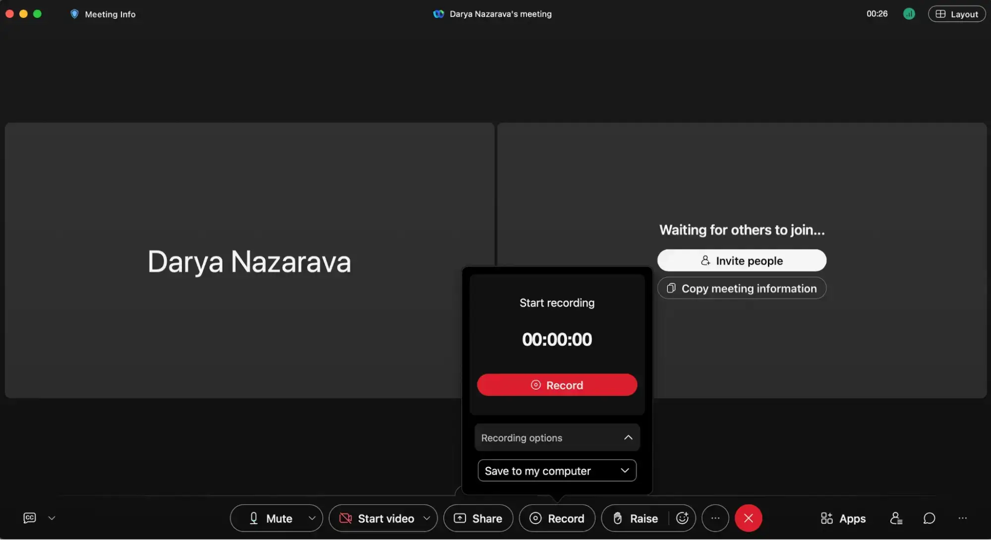Start Recording Webex meeting