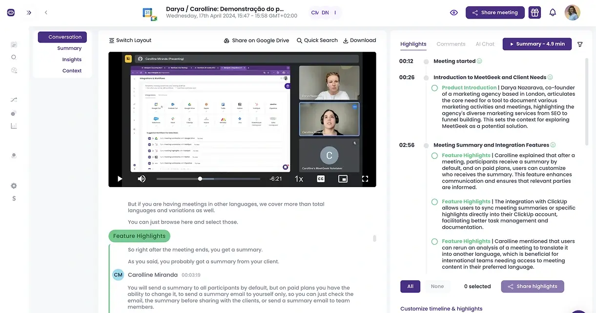 MeetGeek meeting recording