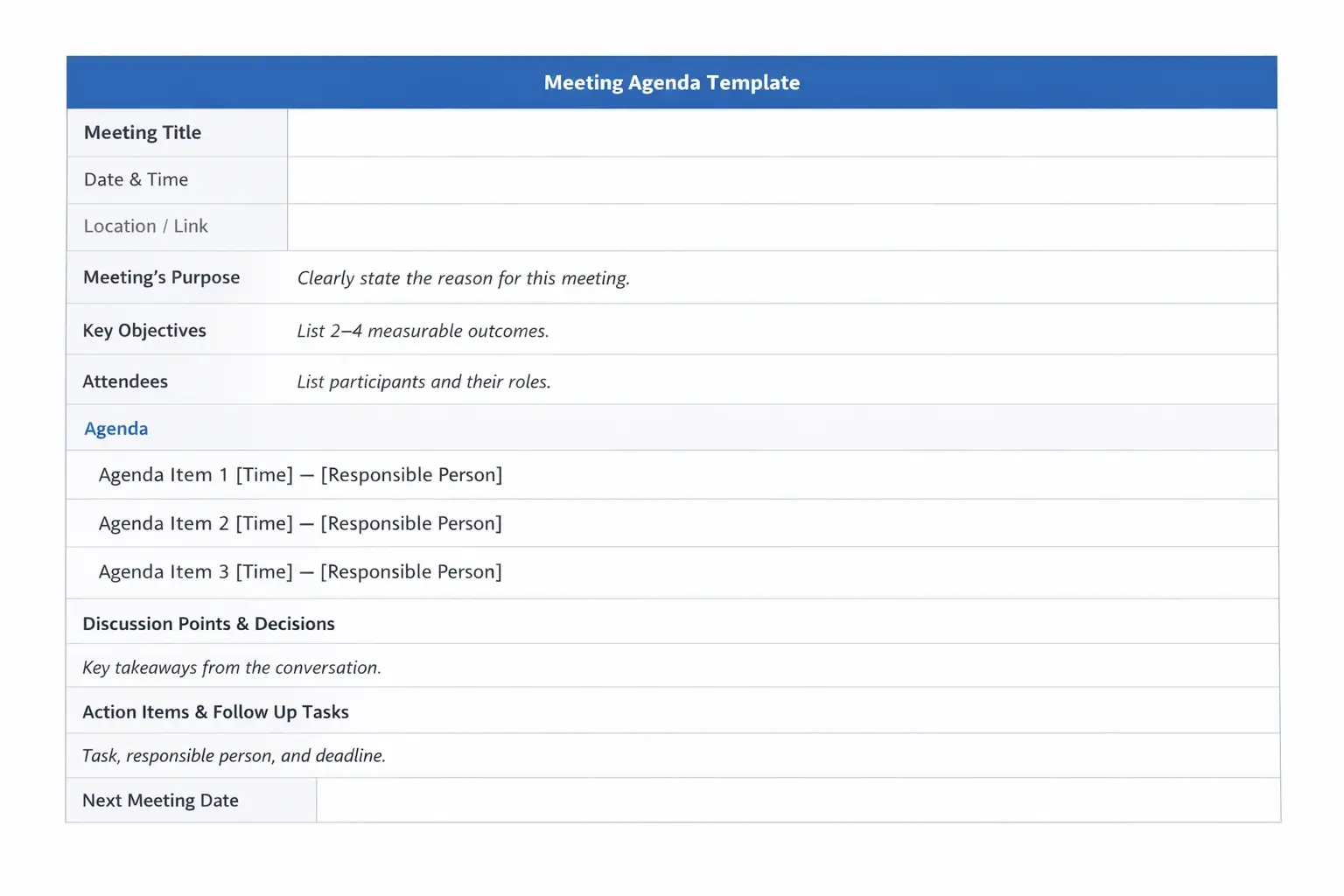 meeting agenda template