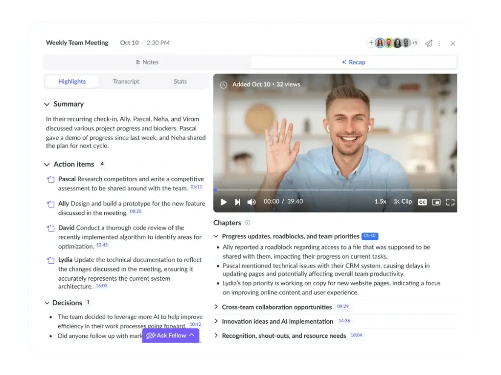 Fellow AI note taker