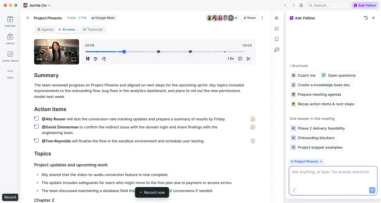 Fellow summary and ask Fellow