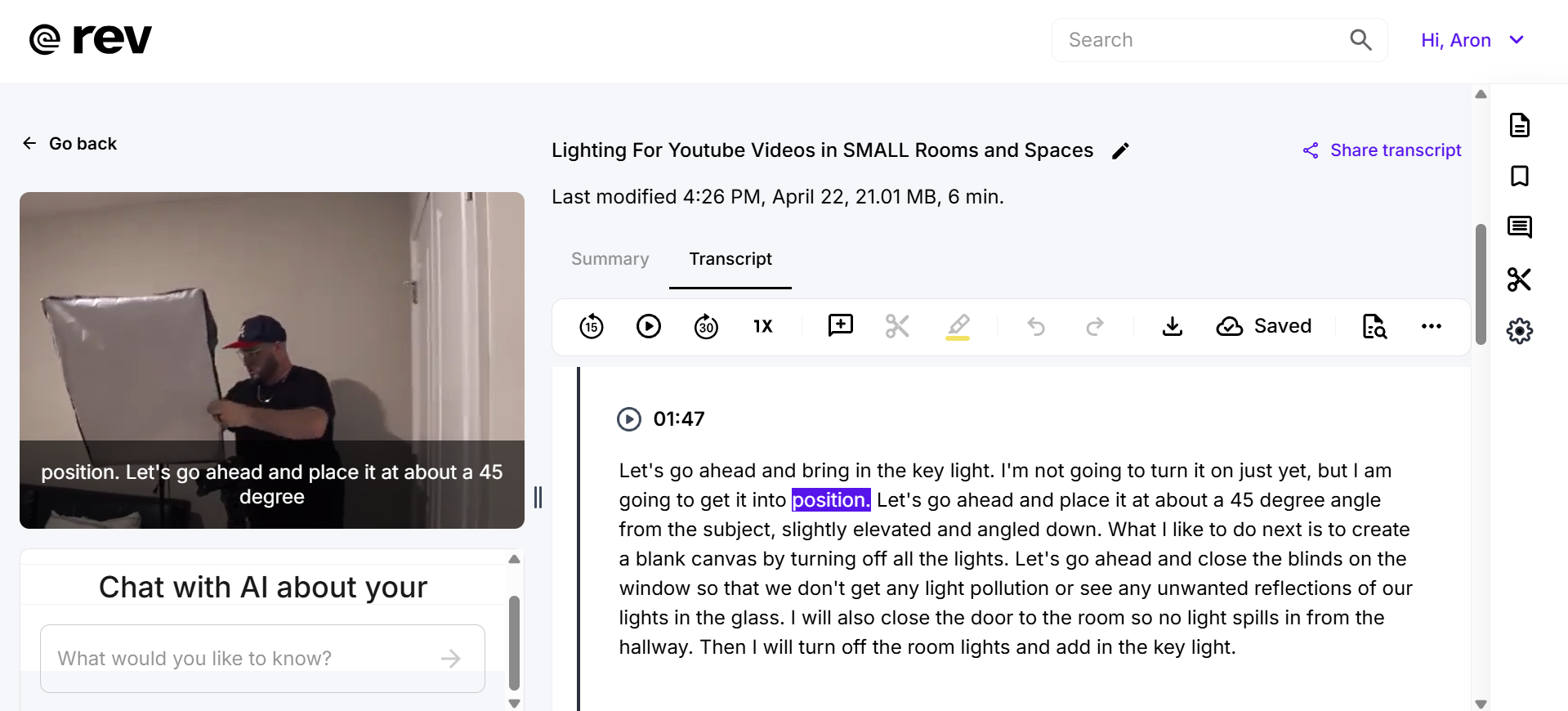 Rev has an automatic transcription tool