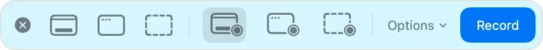 Mac recording options bar