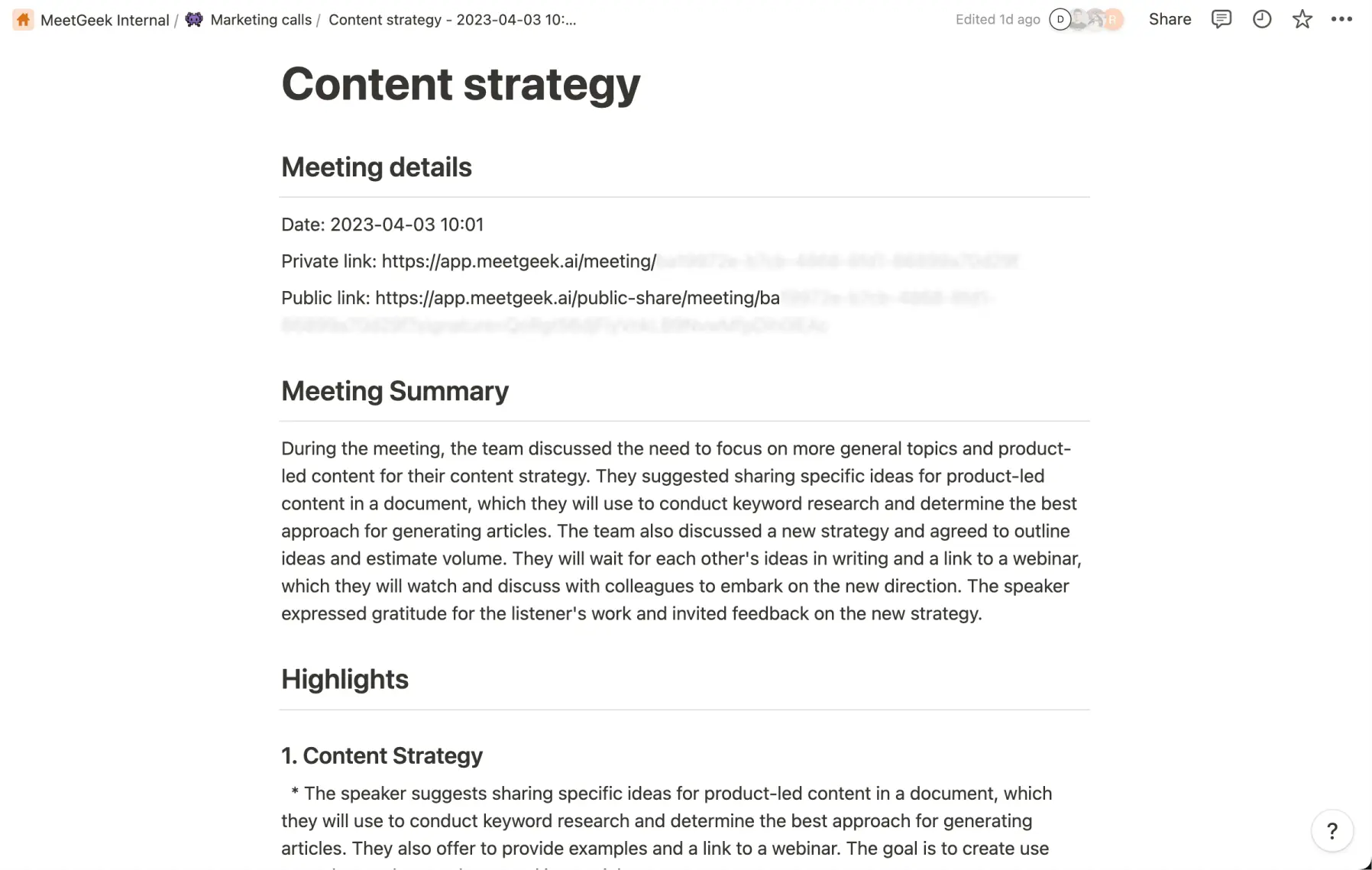 meetgeek integration with notion