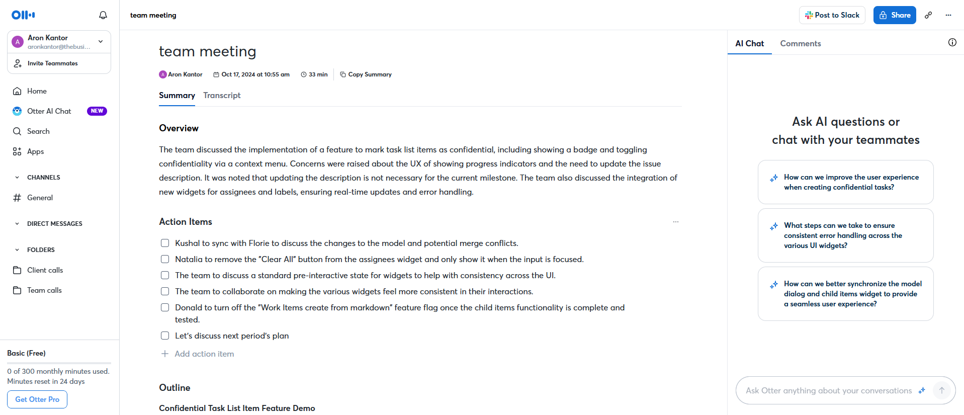 Otter AI's key features