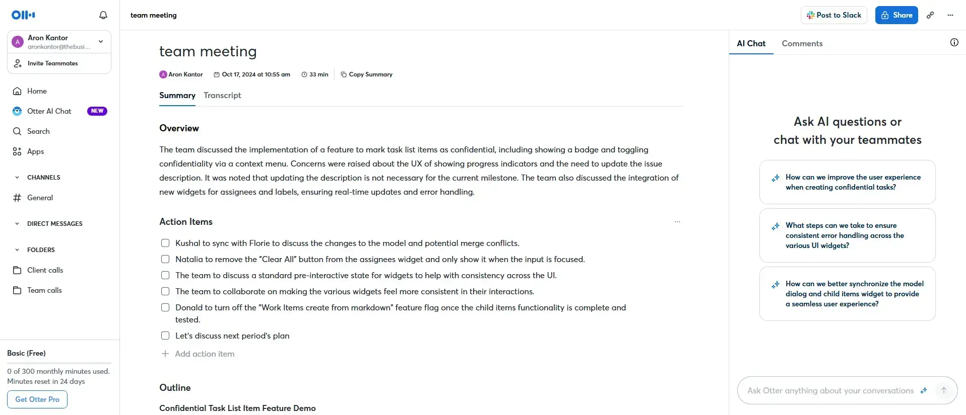 Otter AI's key features