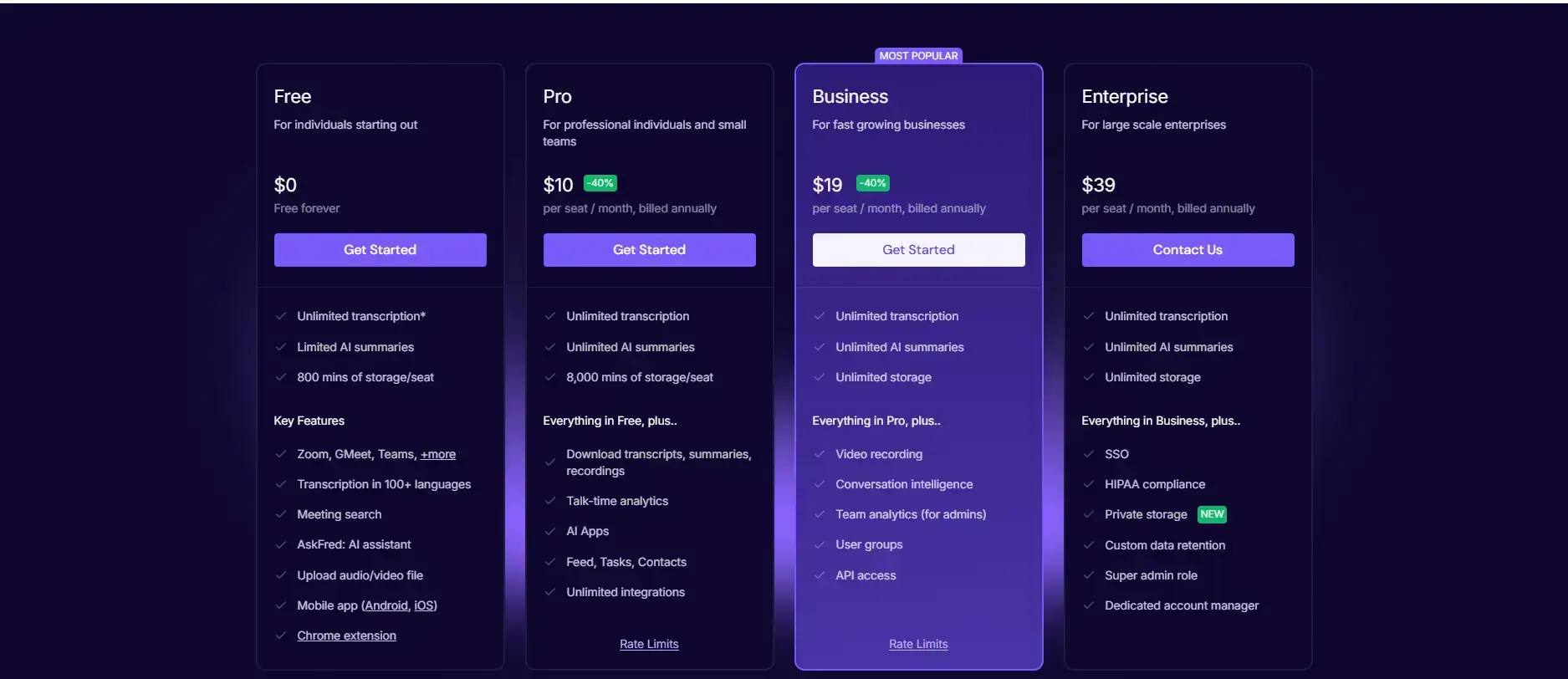 Fireflies AI's pricing
