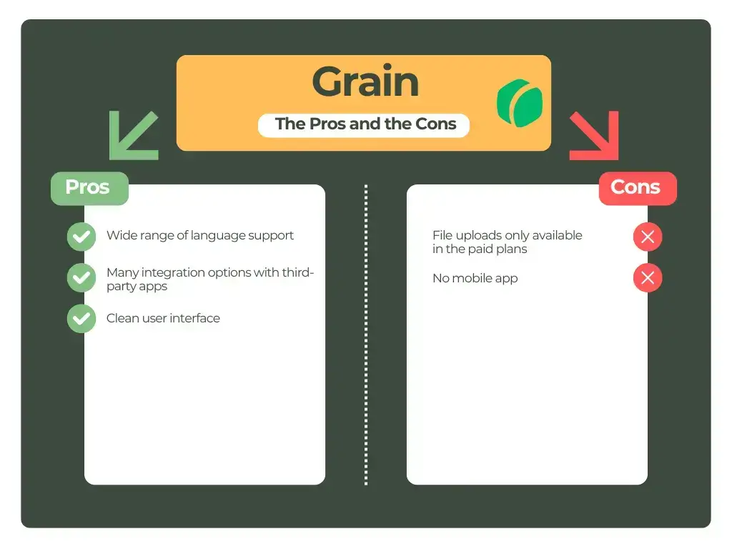 Grain's pros and cons