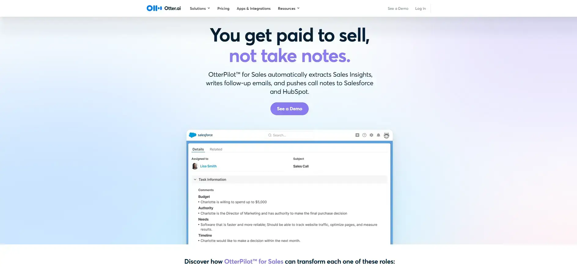 Otter AI is a good Gong alternative to improve sales performance