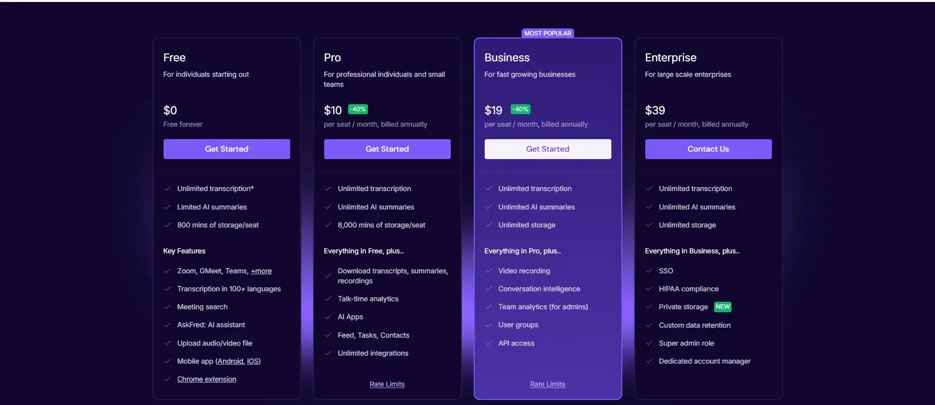 Fireflies AI's pricing